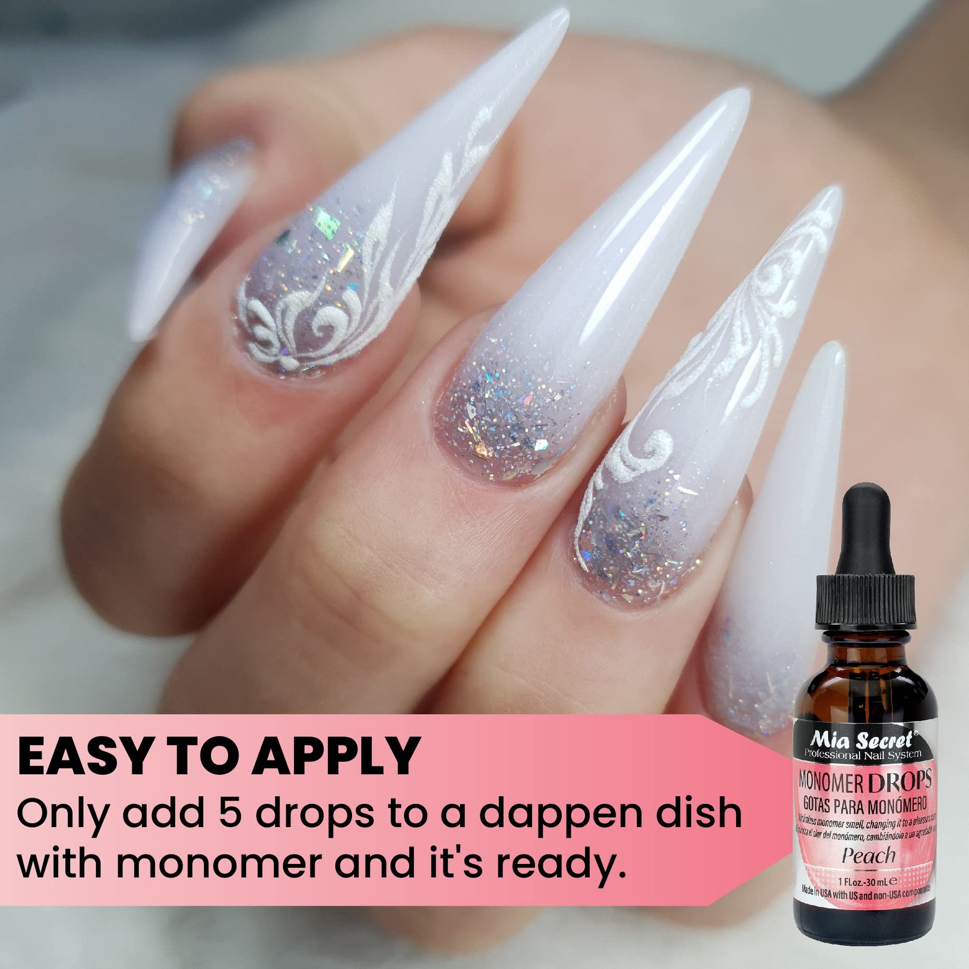 Authentic USA imported Mia Secret monomer drops for professional manicures