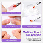 Dual-ended nail brush included with Gellen slip solution