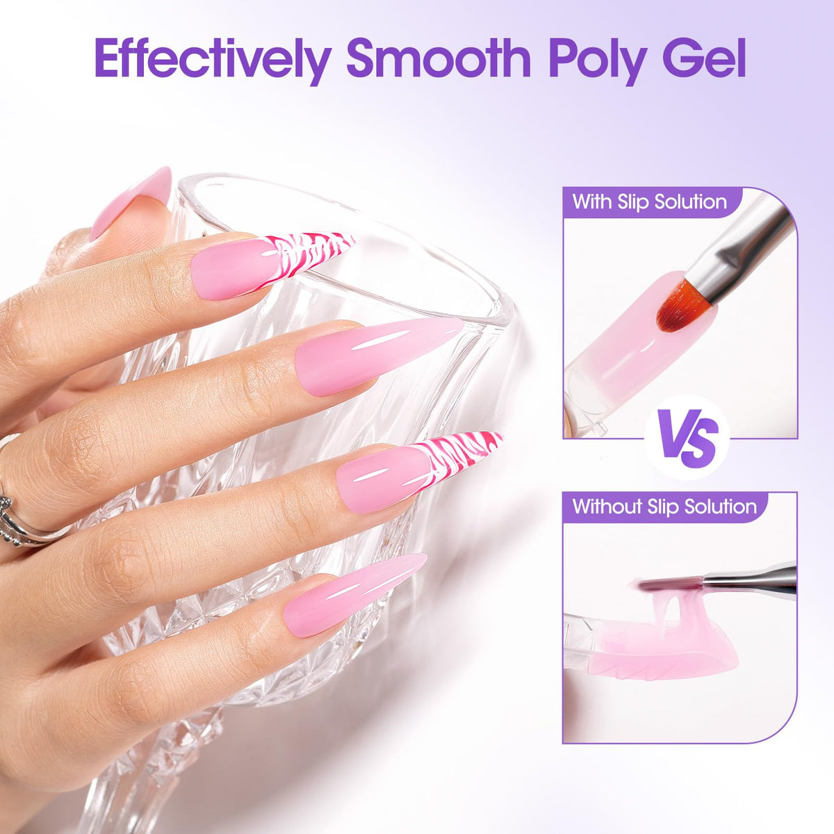 Using Gellen slip solution for shaping polygel nail extensions