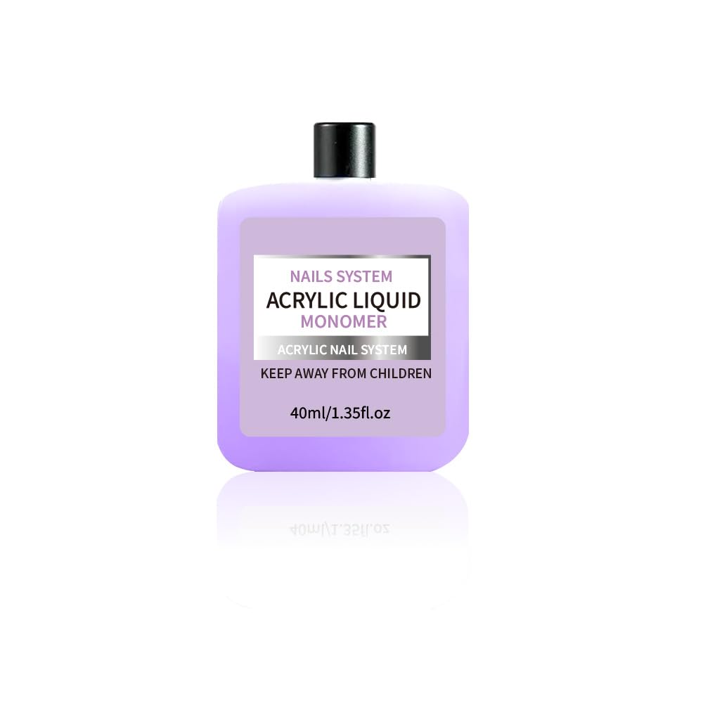 Side profile of forty milliliter liquid monomer bottle highlighting the clear fluid.