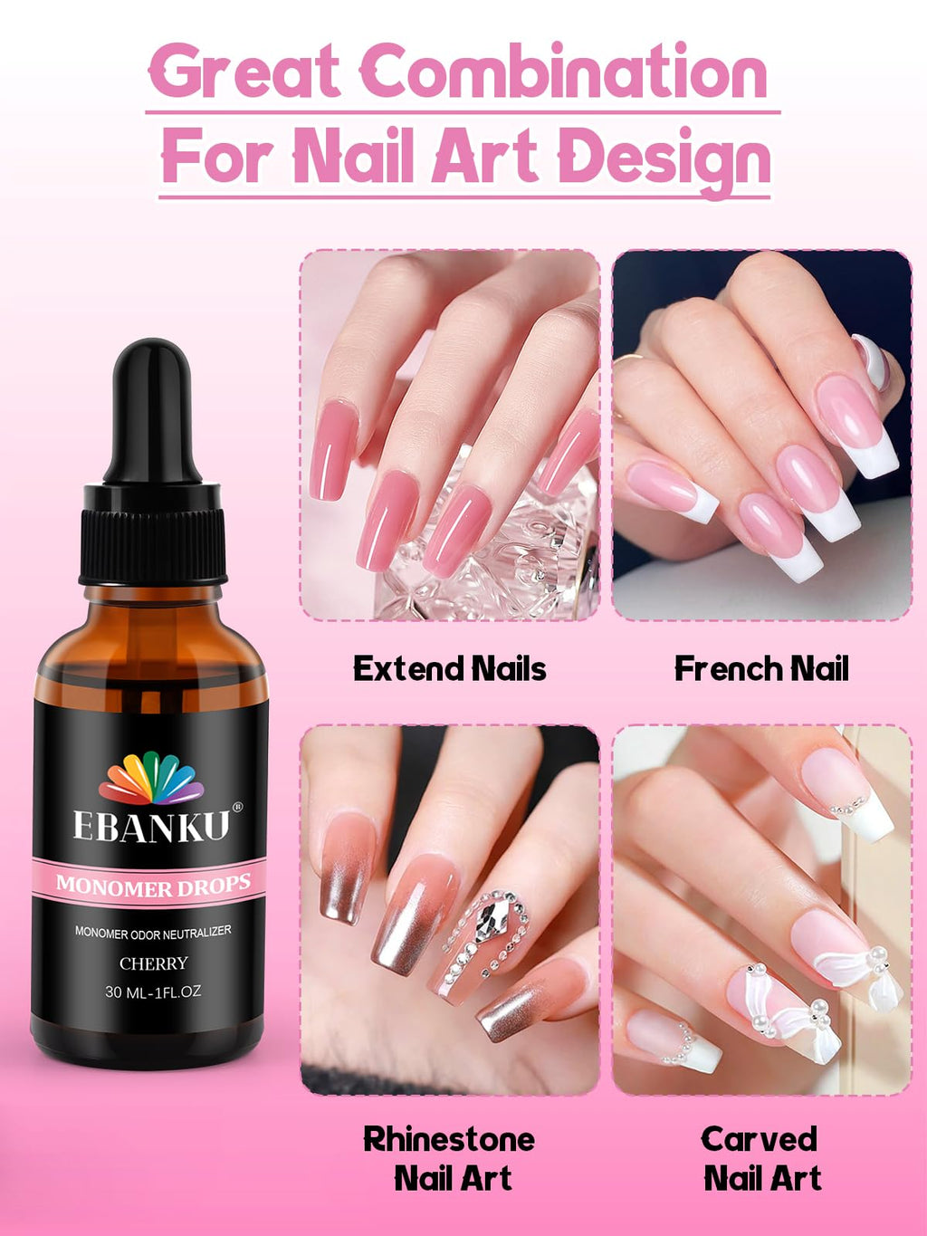 Ebanku natural cherry ingredient monomer drops lifestyle display