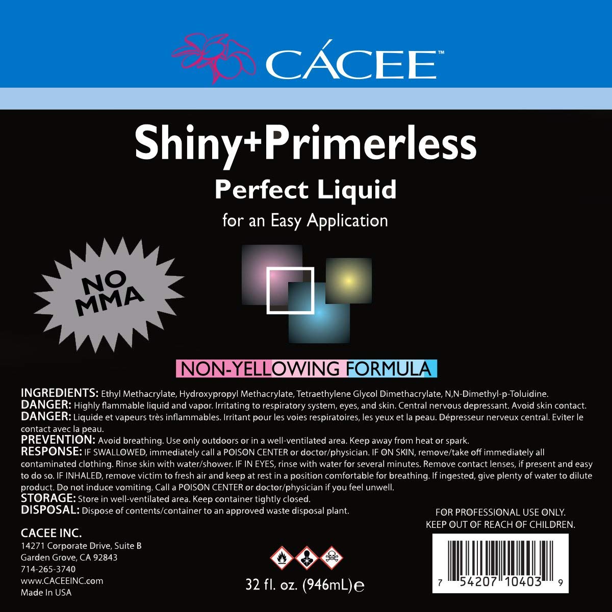 Cacee shiny plus primerless thirty two ounce bulk nail liquid packaging