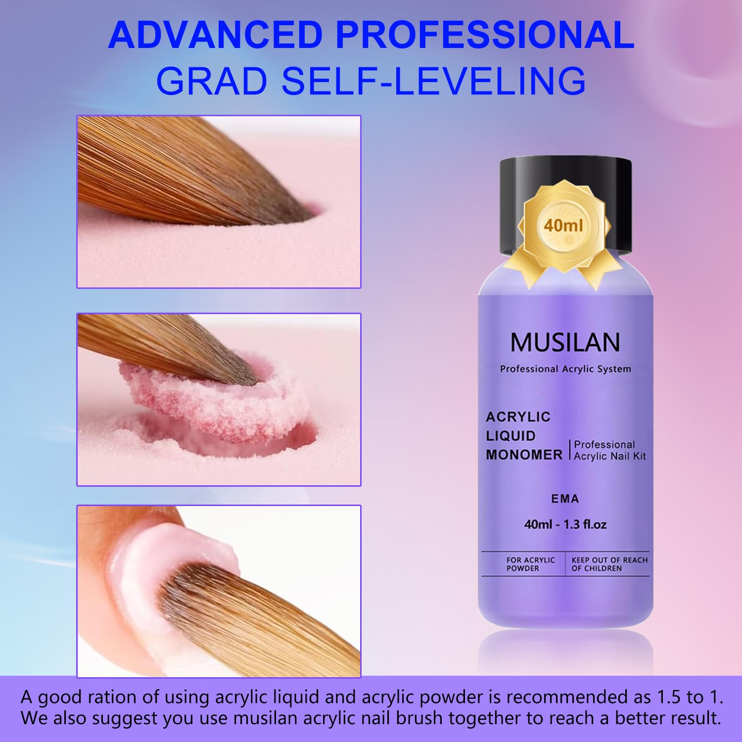 Professional liquid monomer pack for DIY manicures and salon use showcasing the compact travel friendly bottle design.