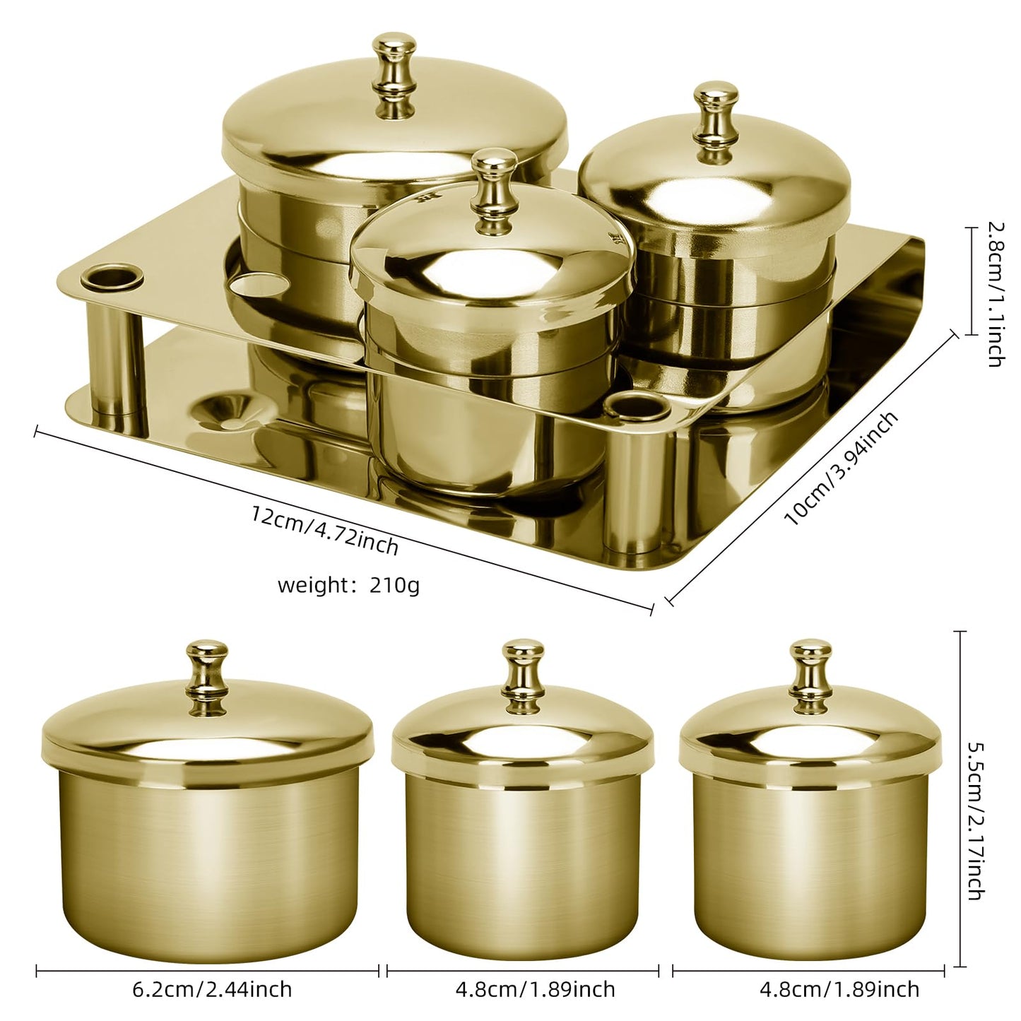 Gold plated acrylic liquid monomer dish with its lid removed to display the clean interior of the stainless steel cup