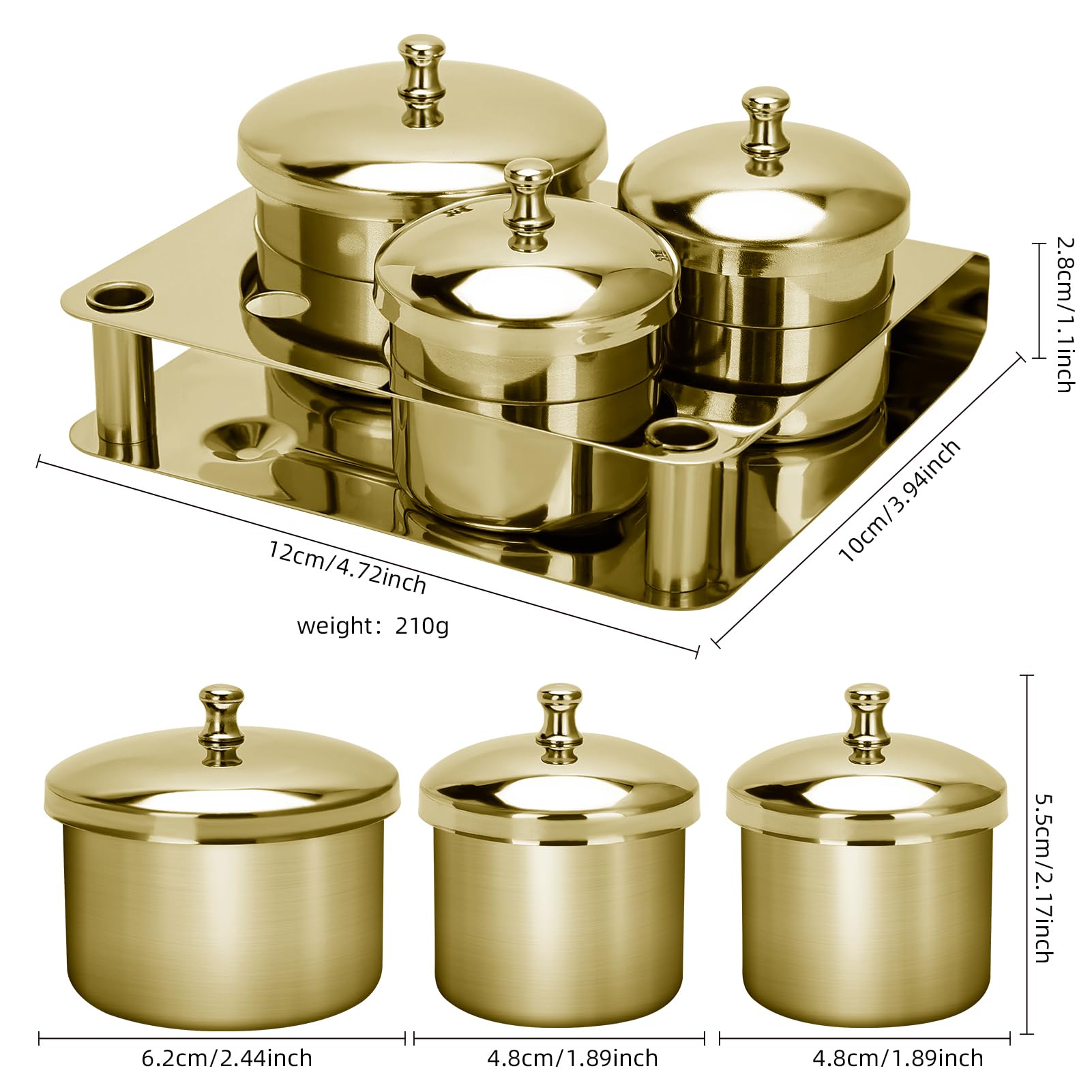 Gold plated acrylic liquid monomer dish with its lid removed to display the clean interior of the stainless steel cup