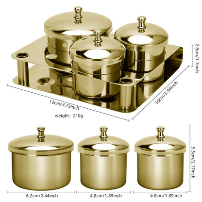 Gold plated acrylic liquid monomer dish with its lid removed to display the clean interior of the stainless steel cup