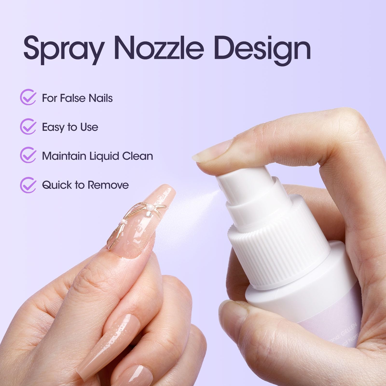 Gellen nail friendly glue off remover kit containing two spray bottles and lifting tools