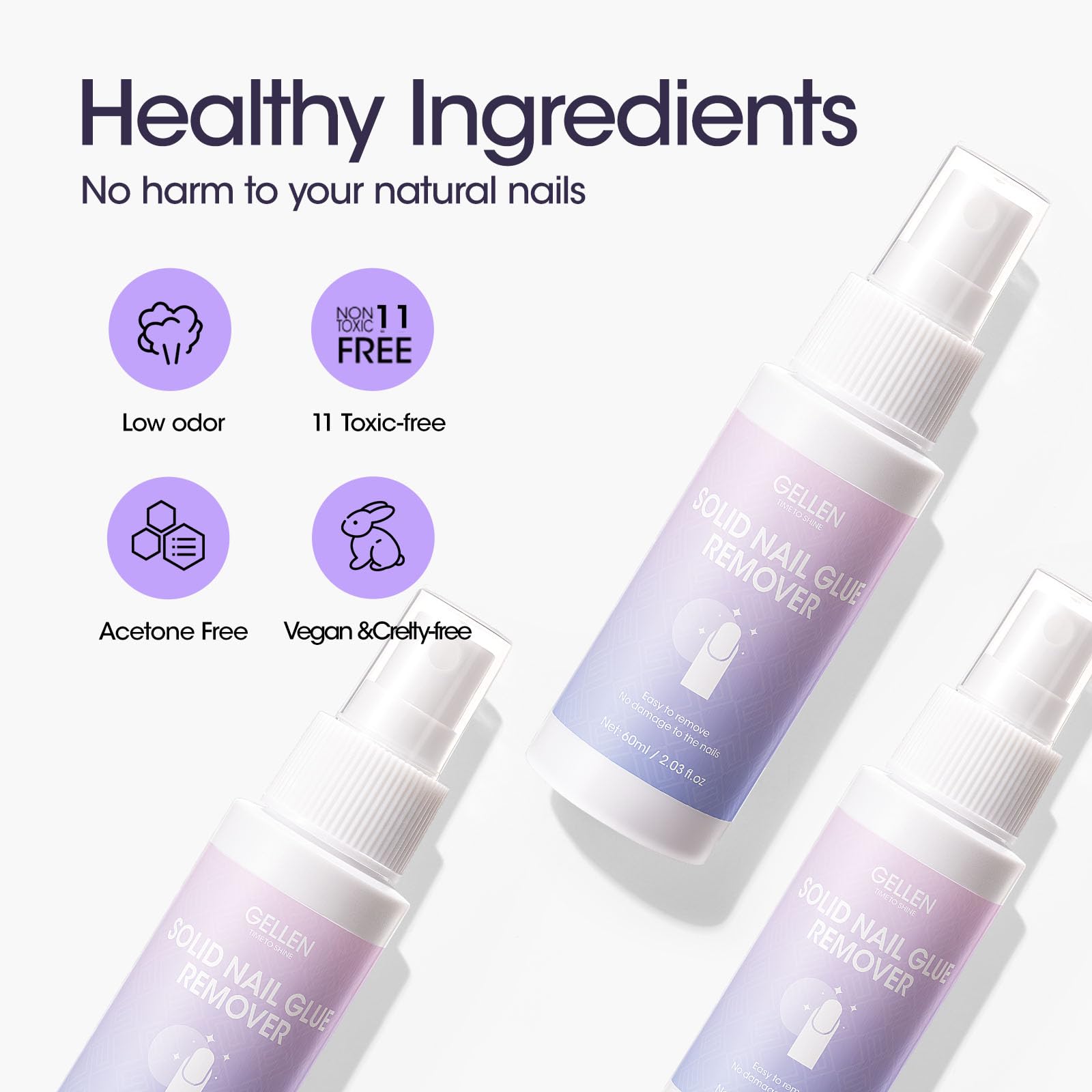 Gellen artificial acrylic nail debonder solution demonstrating a gentle removal step with a wood stick