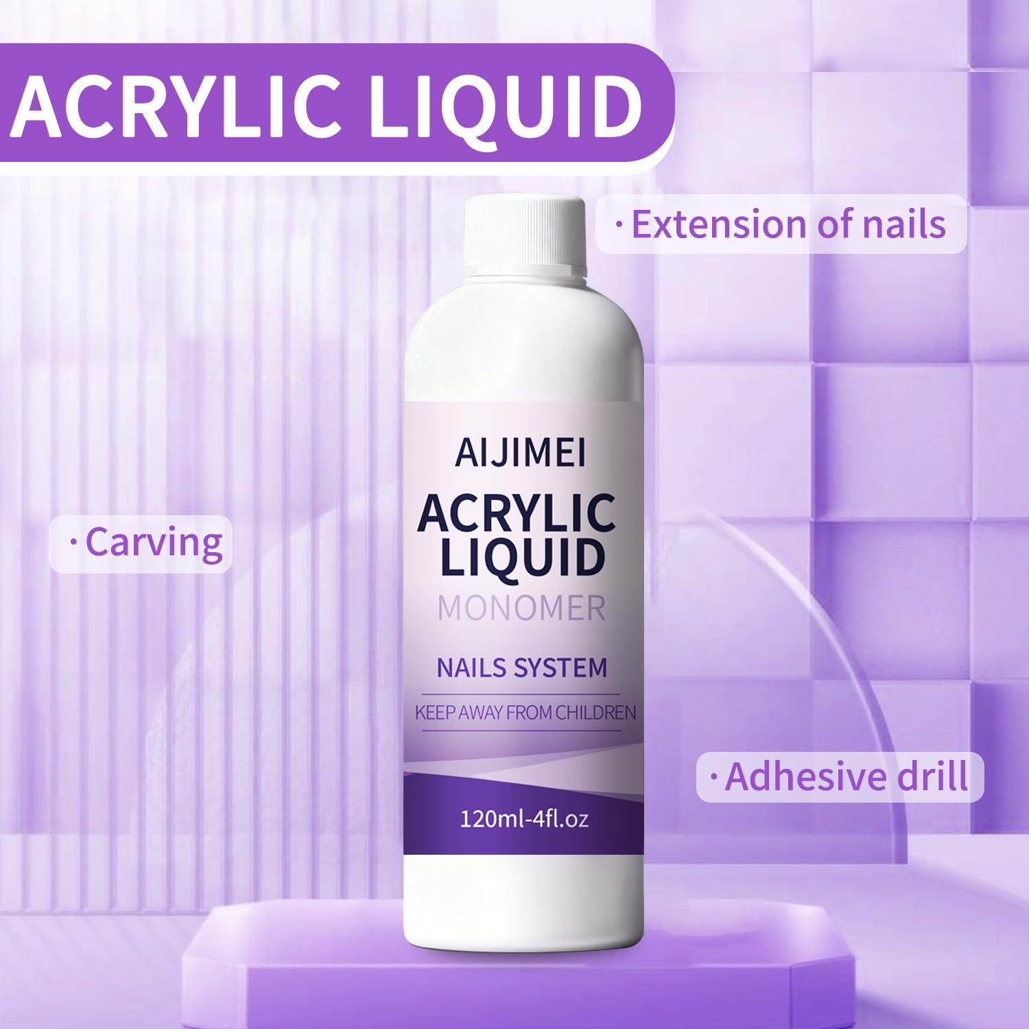 AIJIMEI professional nail extension liquid monomer twin pack display.