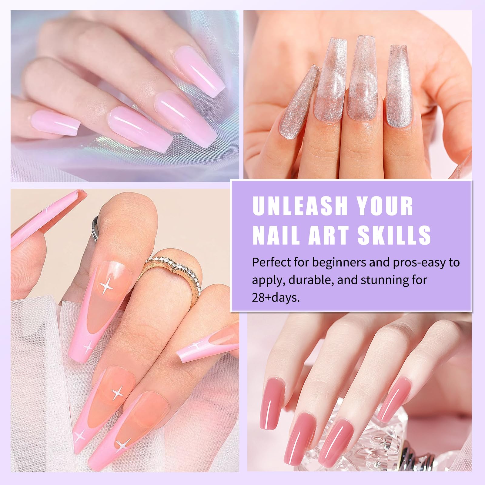 Manicure setup featuring MAGIC ARMOR liquid monomer bottle with premium acrylic powders and professional brushes.