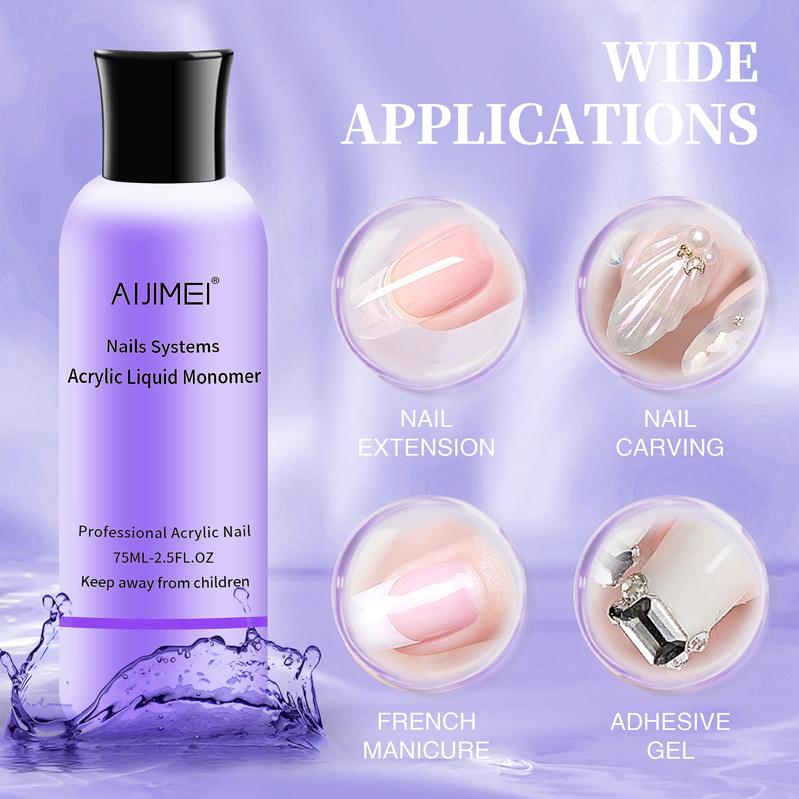 AIJIMEI professional acrylic monomer liquid seventy five milliliter bottle