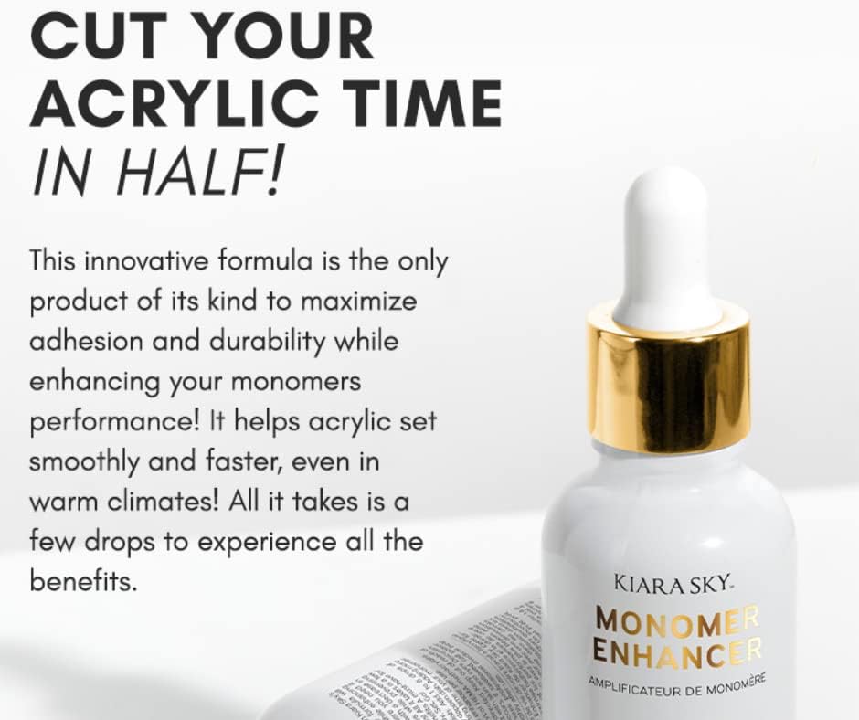 Kiara Sky acrylic liquid monomer additive bottle showcasing the authentic label and premium packaging.