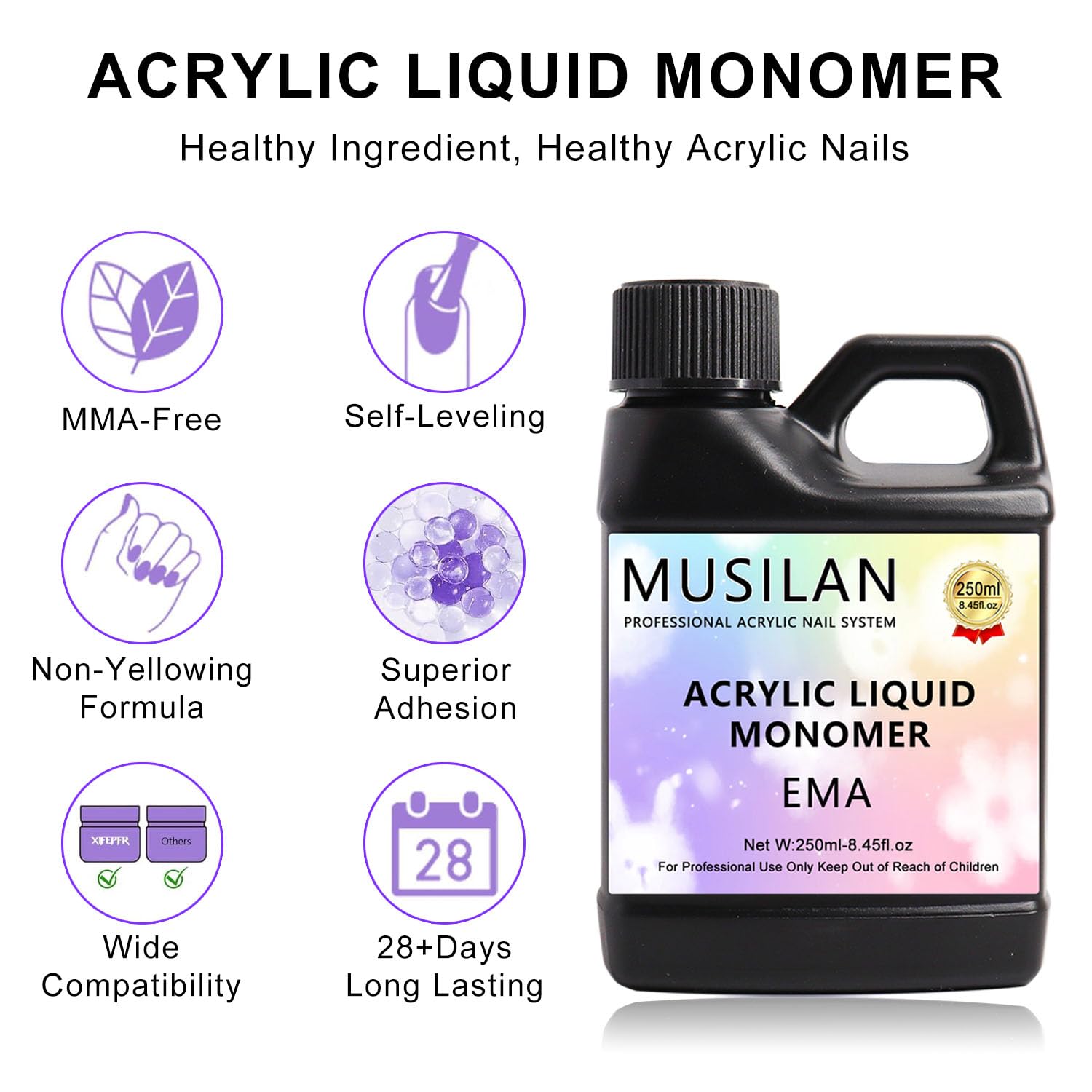 Safe methyl methacrylate free acrylic liquid for salon extensions