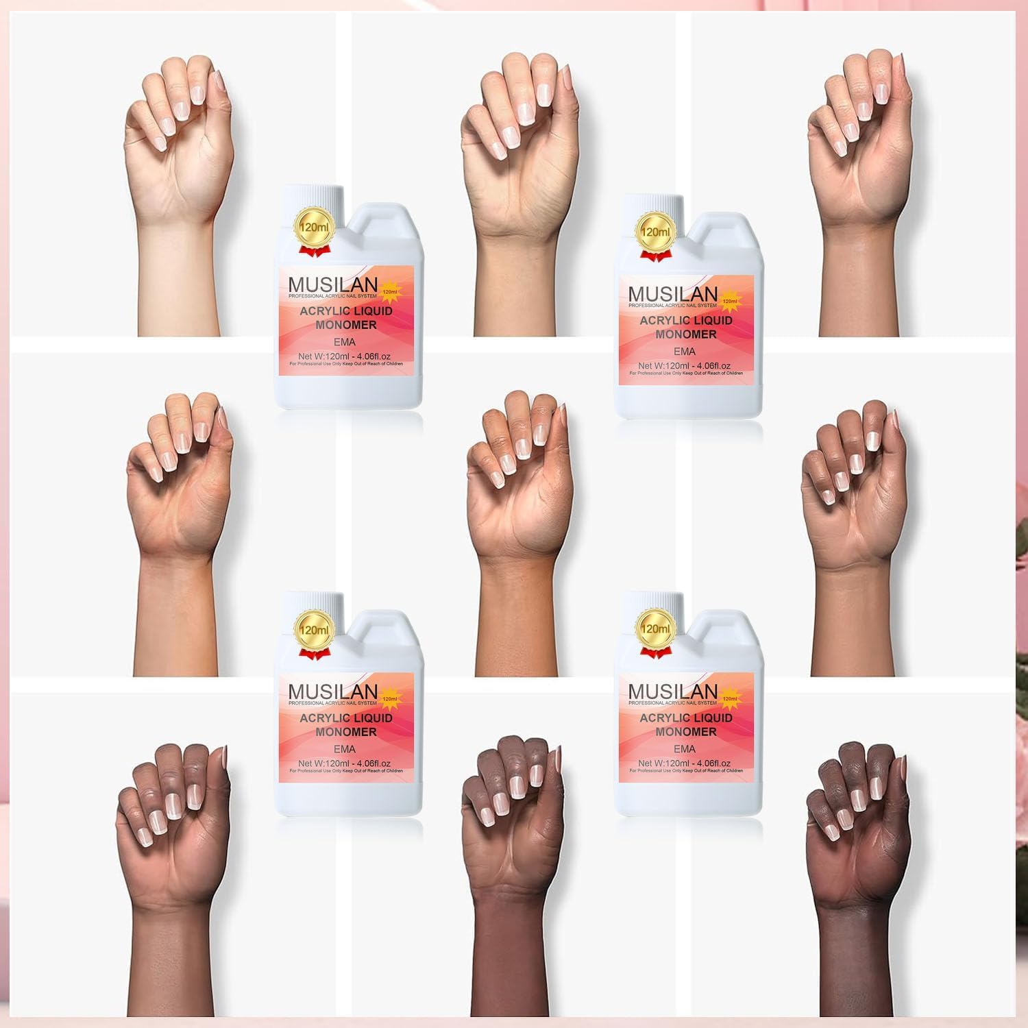 Authentic imported USA beauty product packaging for MUSILAN acrylic nail system