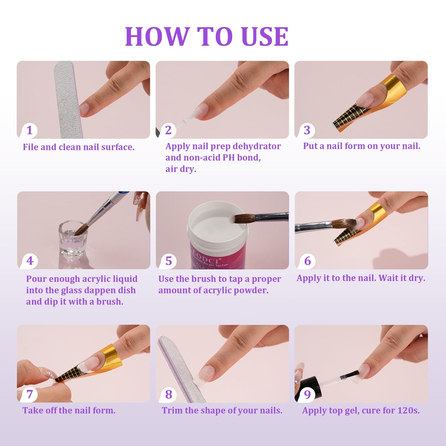 Premium imported EODCI acrylic nail monomer showing UV stabilizer benefits.