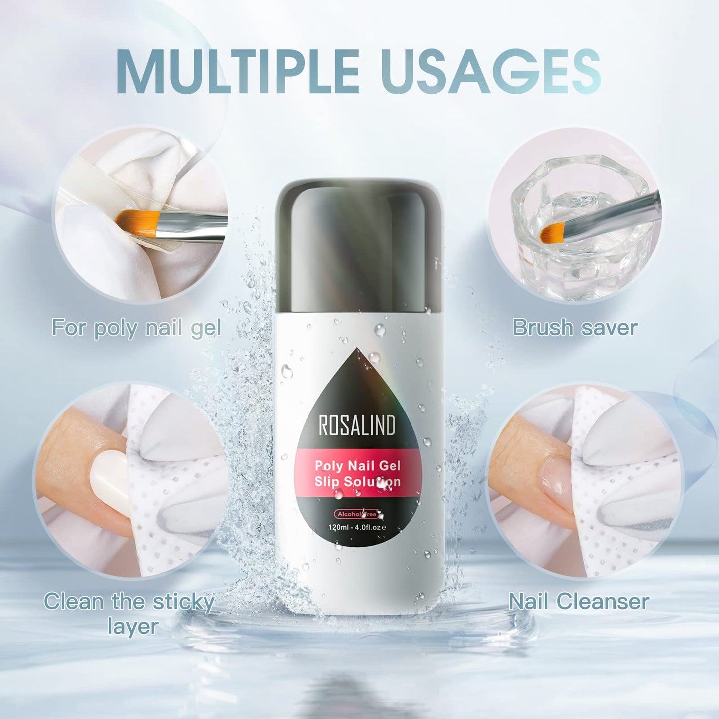 Pouring salon quality slip solution into the clear liquid cup for manicure preparation