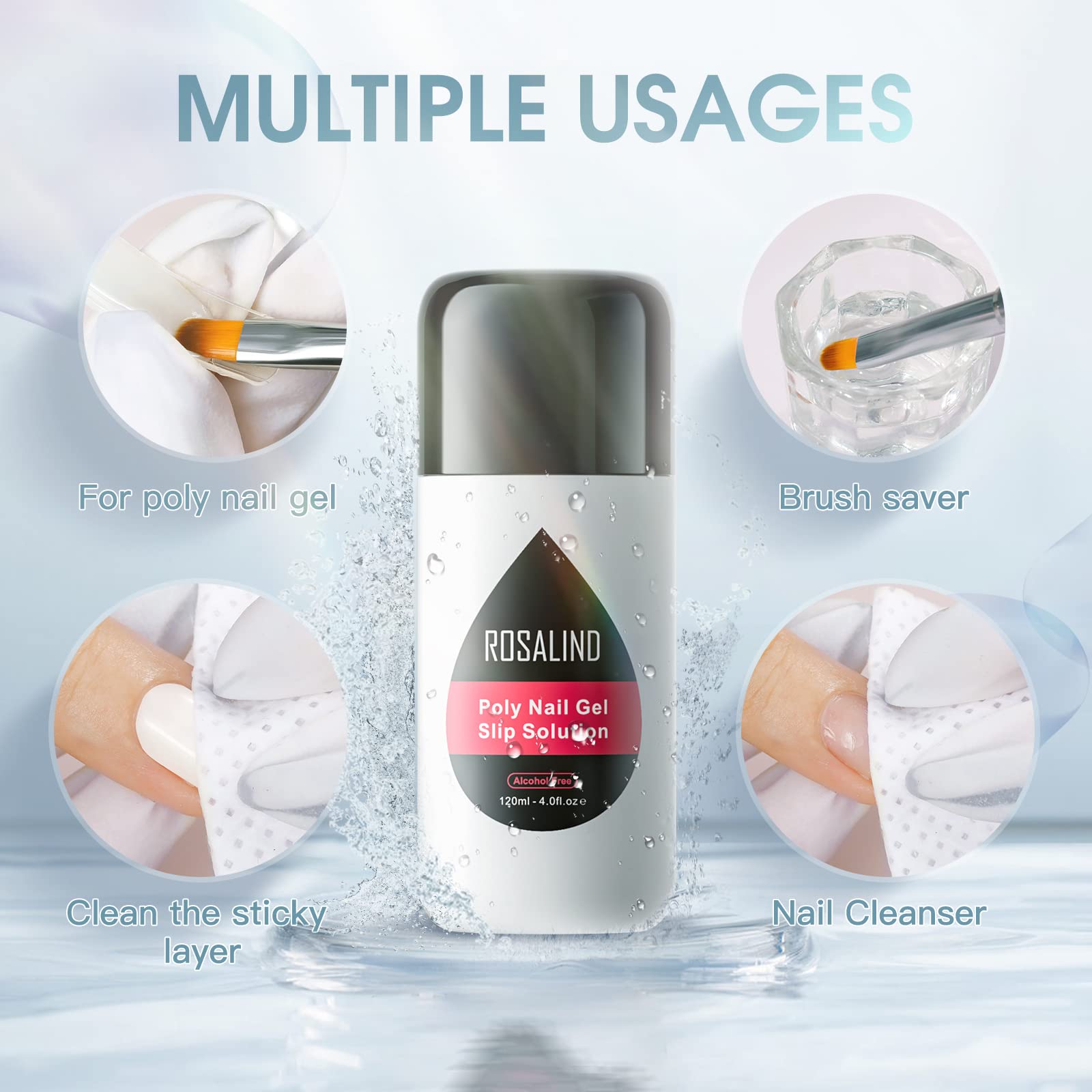 Pouring salon quality slip solution into the clear liquid cup for manicure preparation