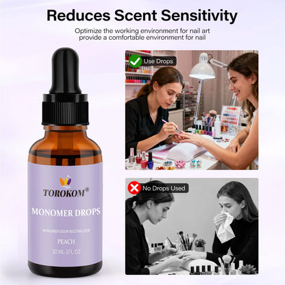 TOROKOM acrylic liquid deodorizer bottle showcasing the natural peach extract fragrance packaging