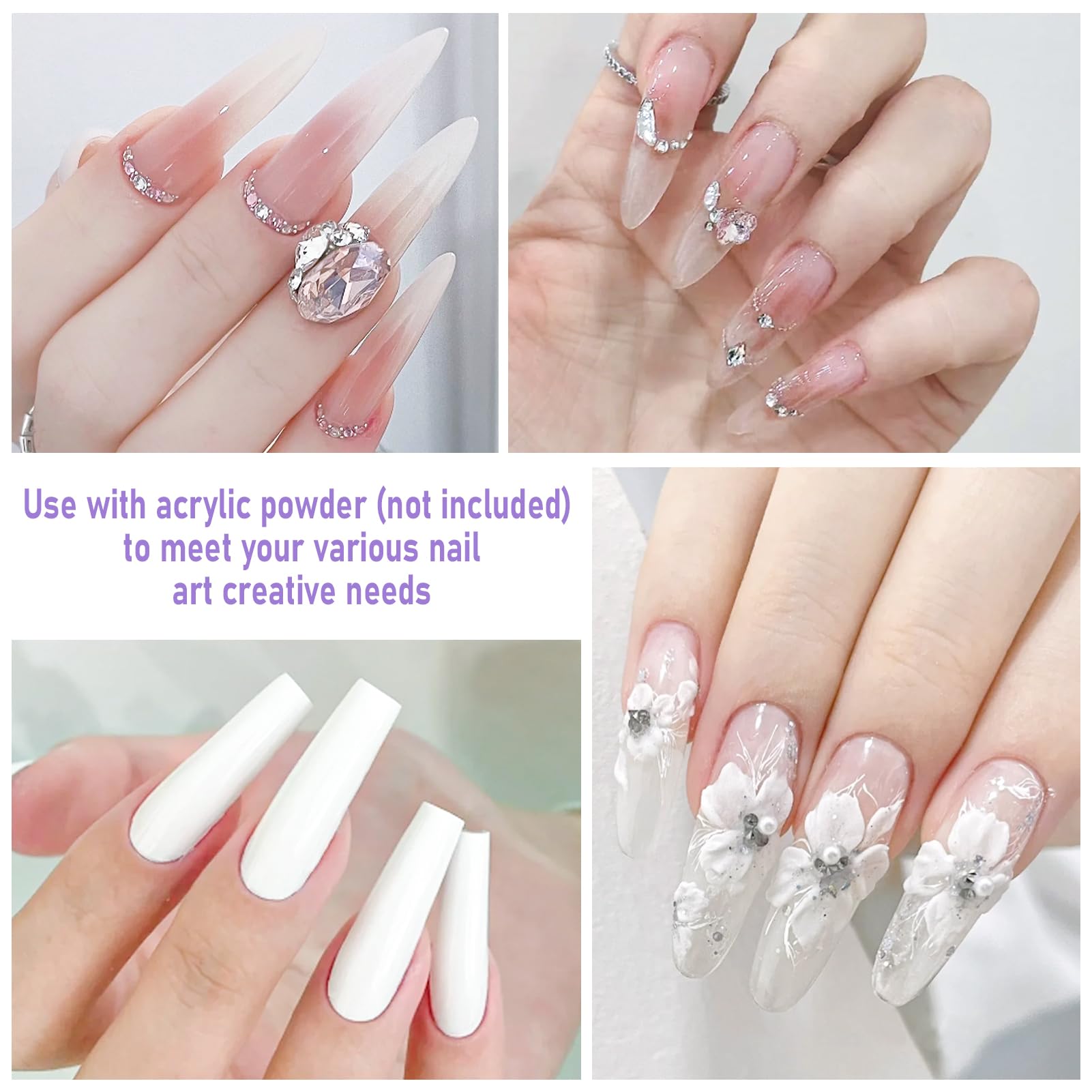 Authentic USA imported nail liquid monomer packaging detailing the MMA-free formula.