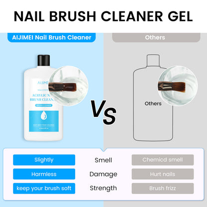 Nail art tool care fluid showing brush restorer benefits