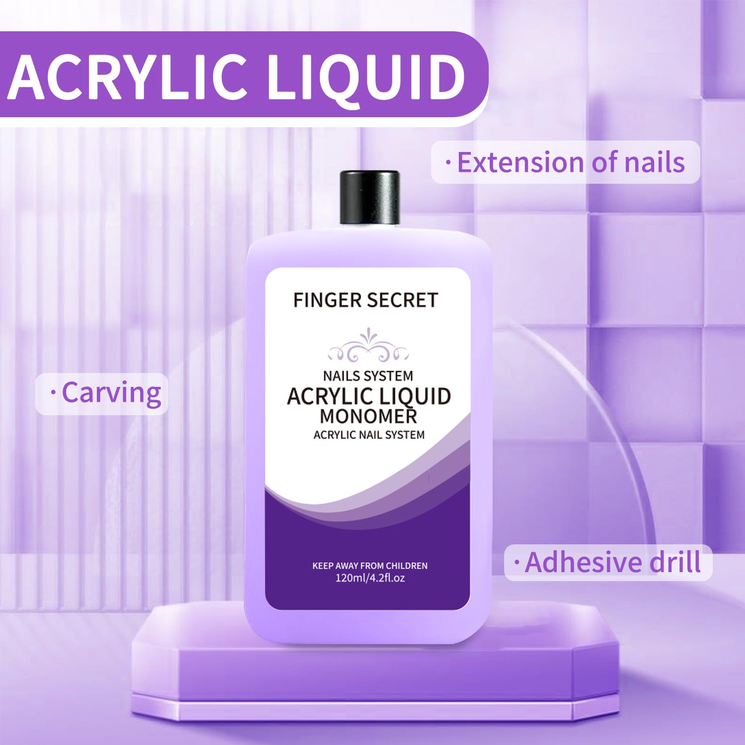 Gadcrystal 120ml liquid monomer bottle showing product labels and fluid ounce details.