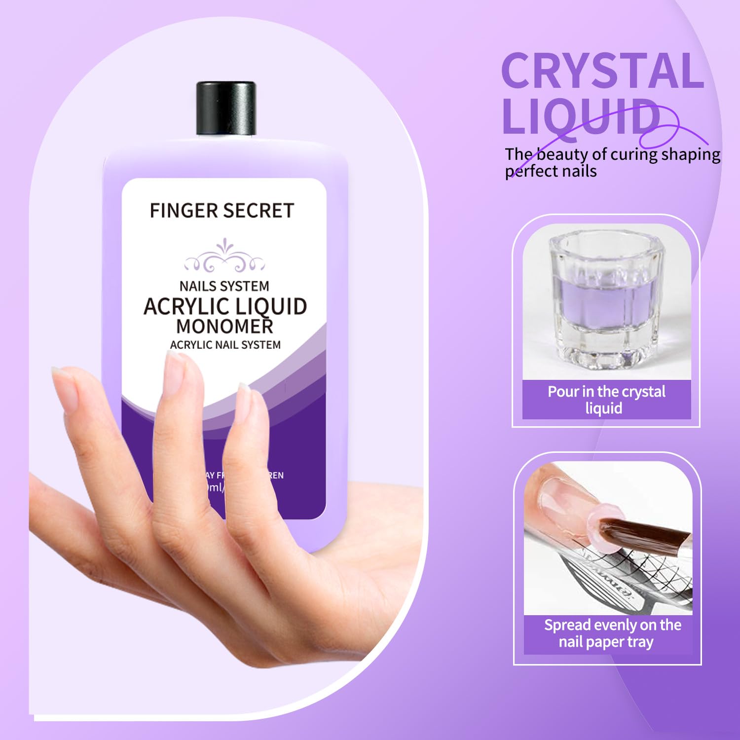 Gadcrystal professional nail liquid monomer being picked up with a professional acrylic brush.