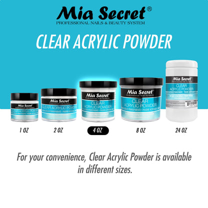 Back label view of Mia Secret professional nail system clear powder showing details