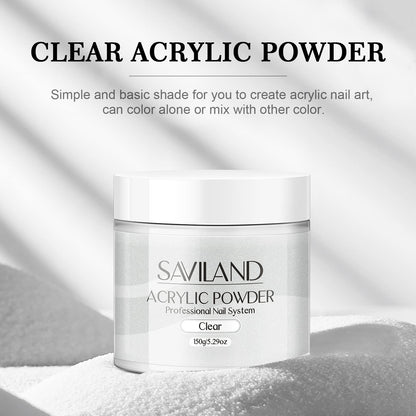 Close up of Saviland clear polymer powder texture