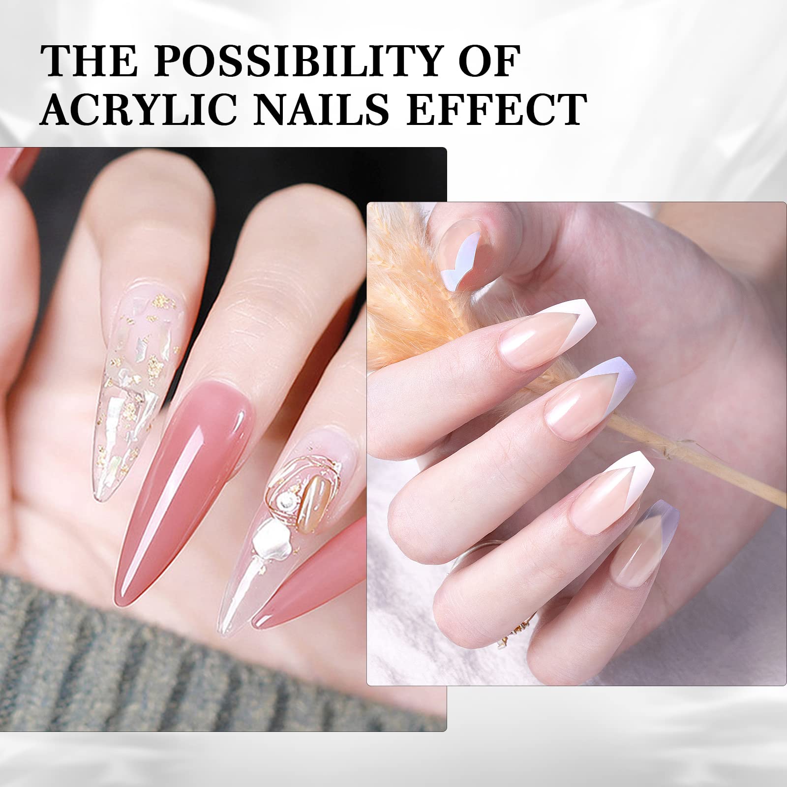 Example of French manicure created with Saviland acrylic powder