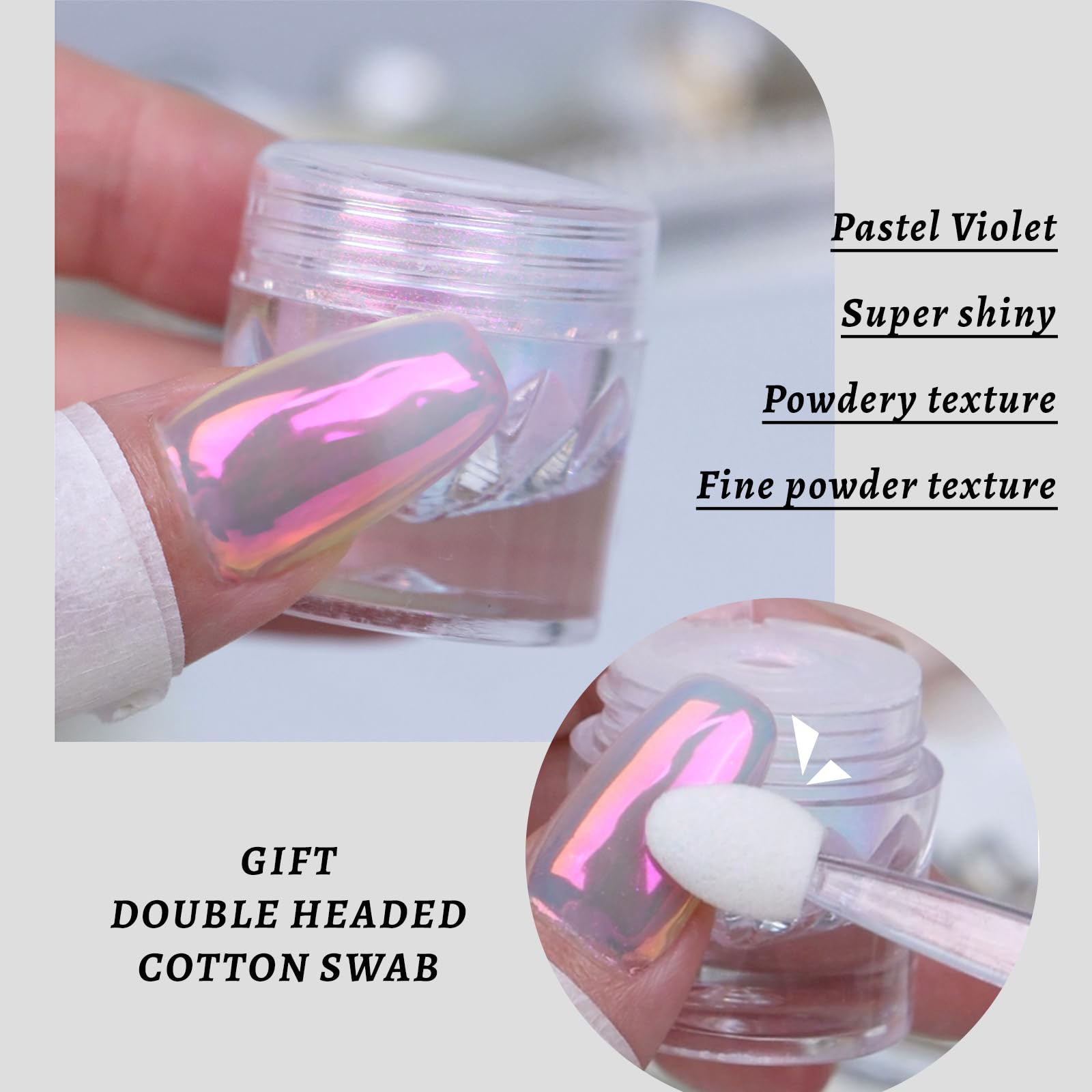 Hand model showing mirror effect chrome nails