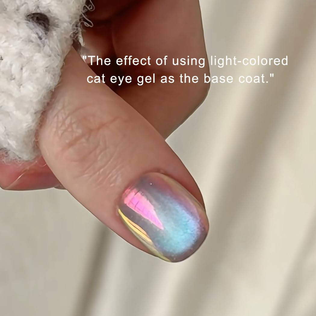 Holographic light changing effect on artificial nails