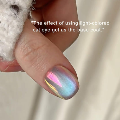 Holographic light changing effect on artificial nails