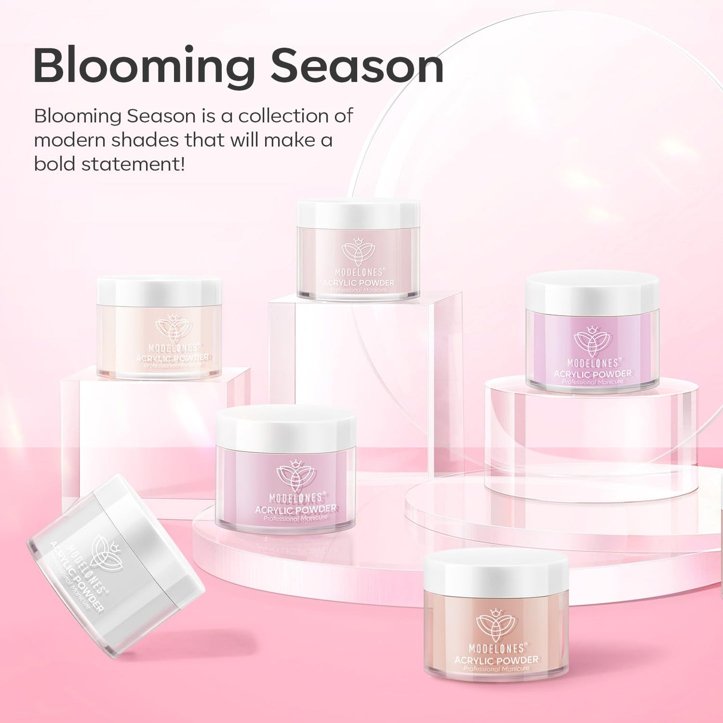 Swatch demonstration of 6 colors transparent jelly nail powder