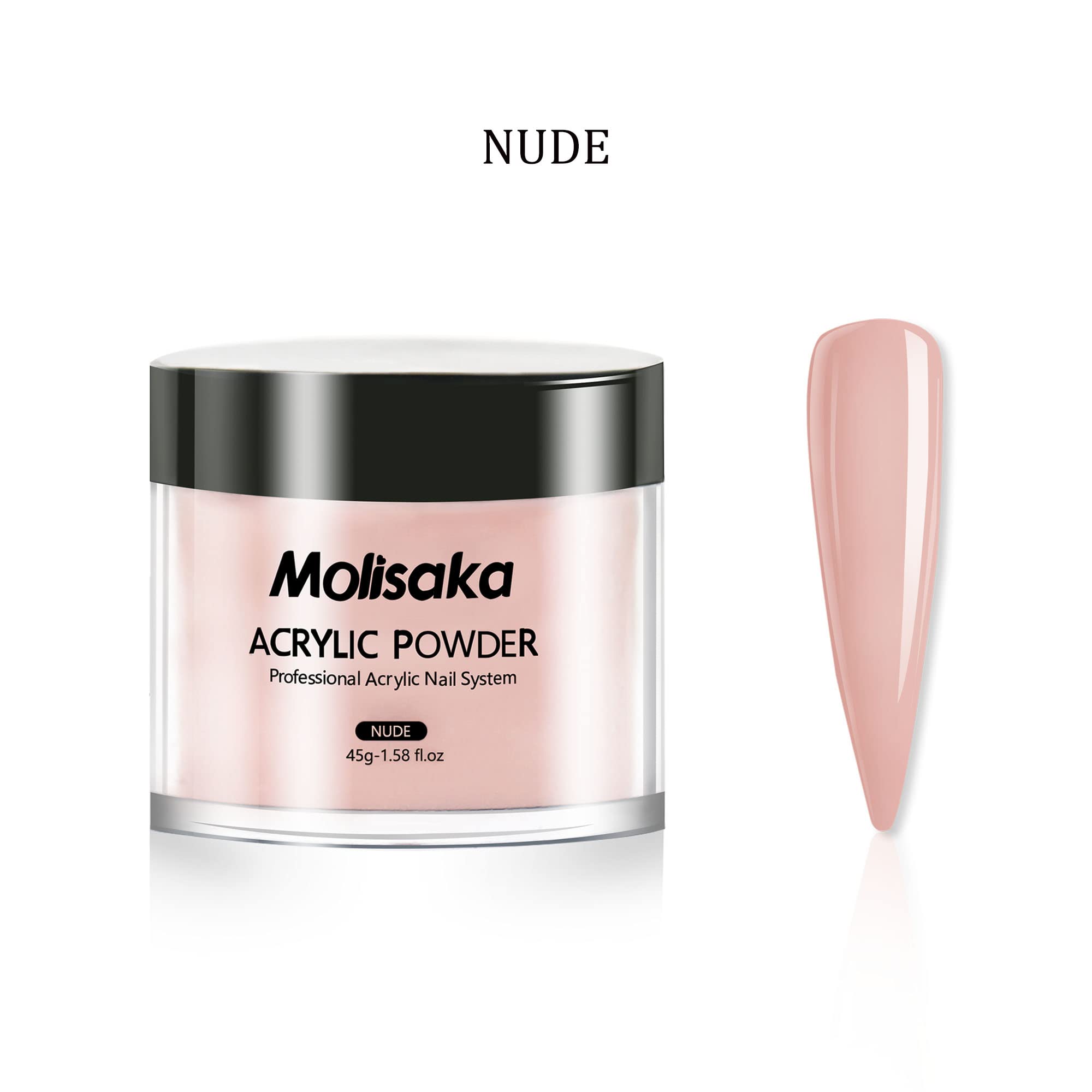 Close up of Molisaka 1.58 Ounces nude nail powder container