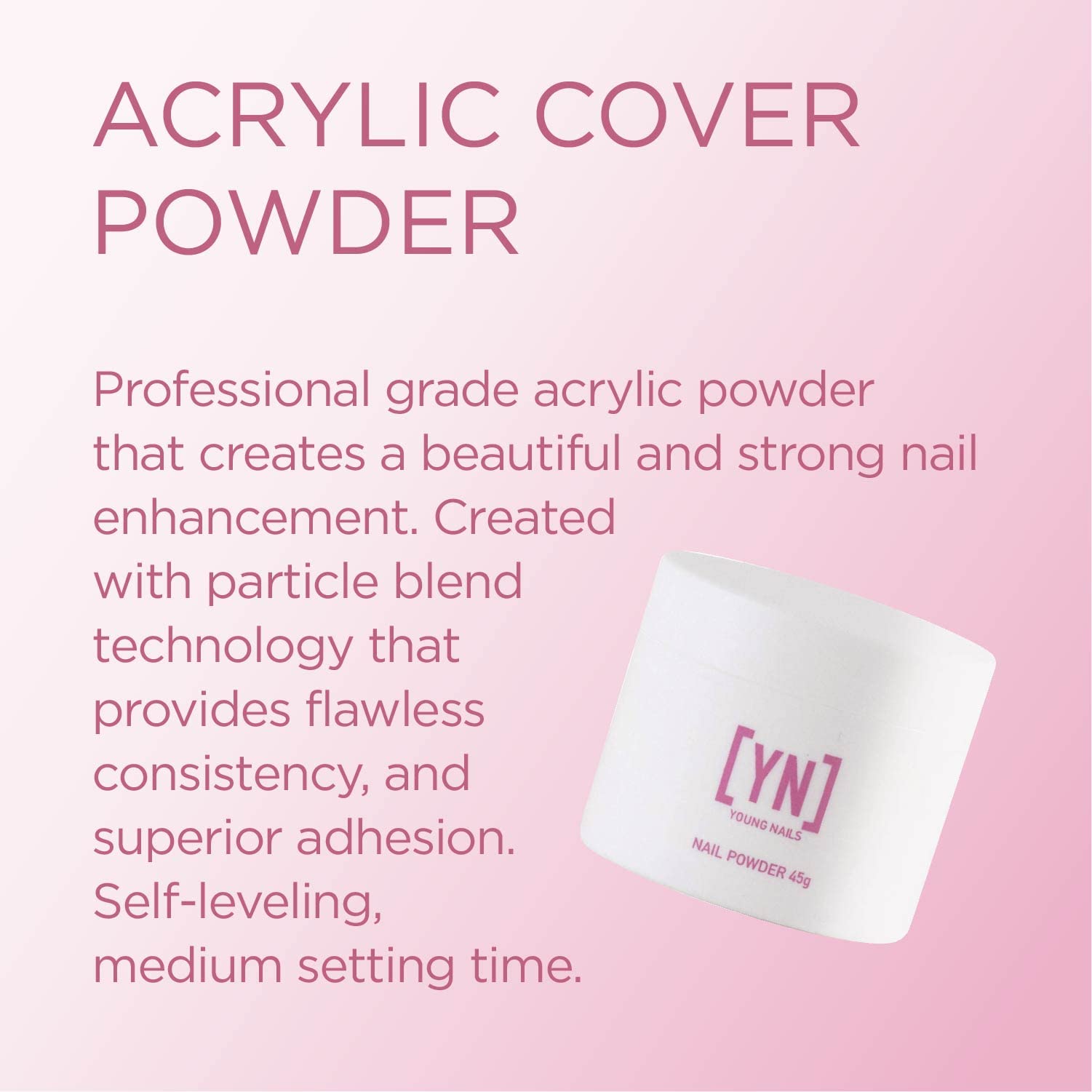 Young Nails professional nail extension powder in Rosebud shade close up texture