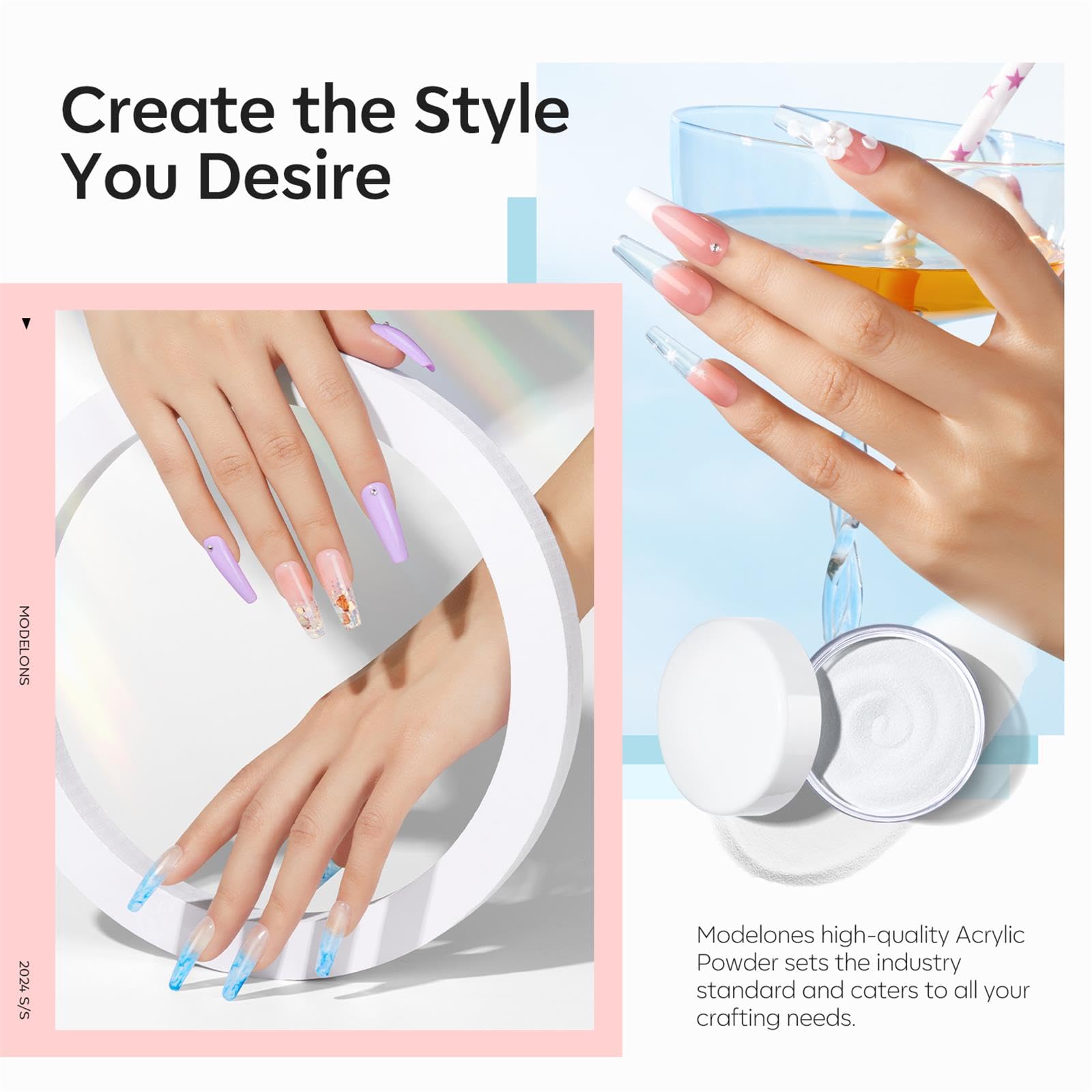 Modelones nail powder for 3D art and French tips
