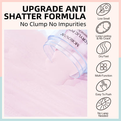 Clear Nude Pink and White acrylic powder set for nails
