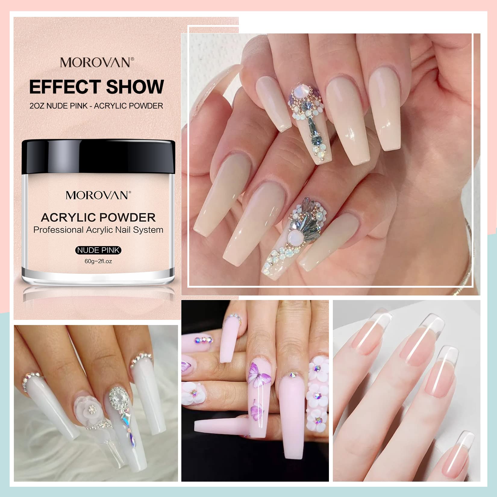 Morovan nail extension powder set for 3D art