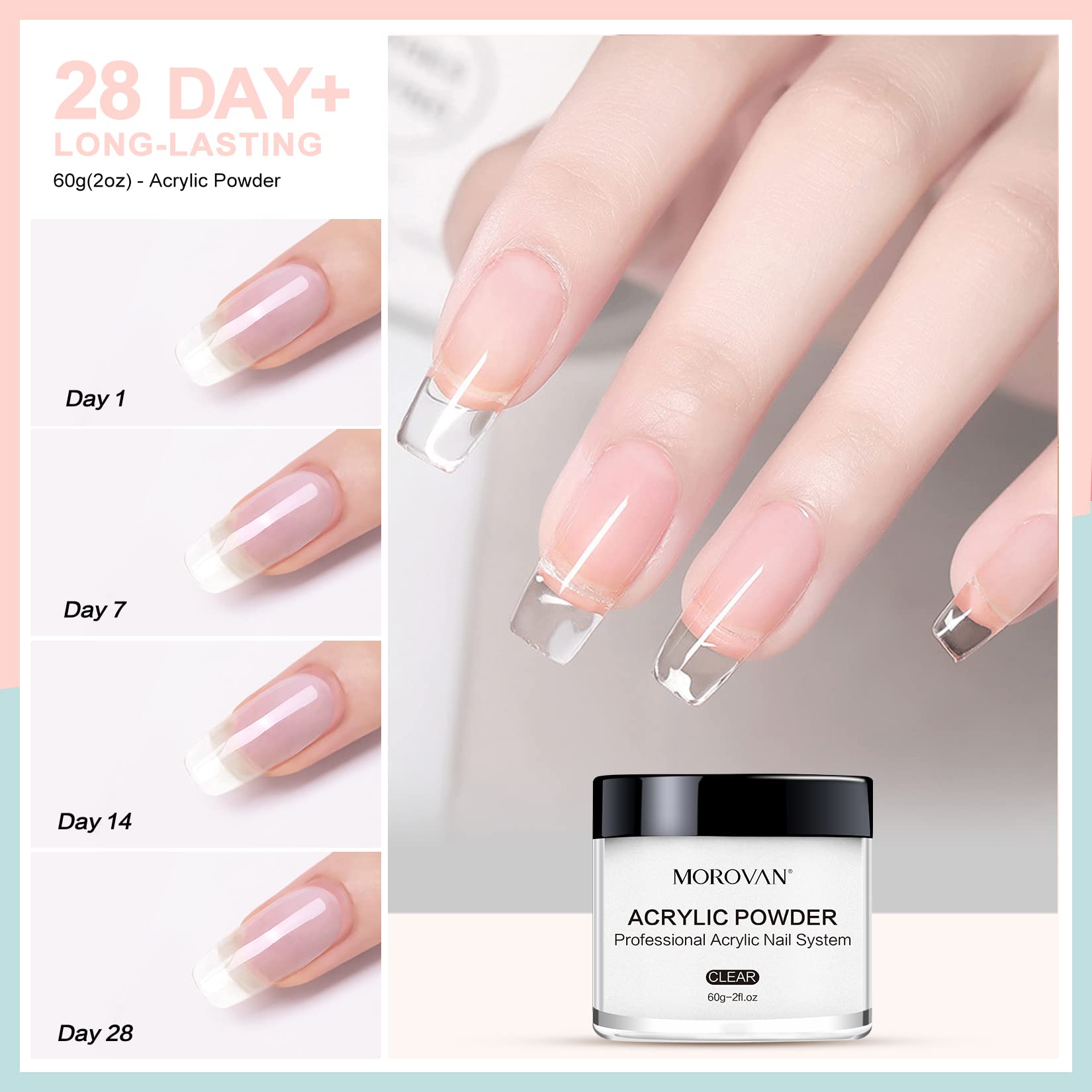 Authentic Morovan 4 color acrylic powder collection