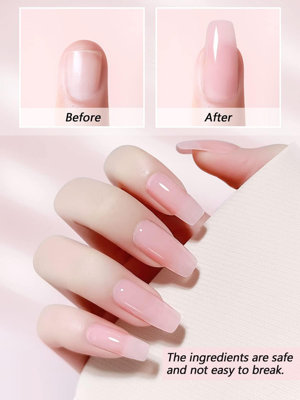 EBANKU pink acrylic powder label and ingredients details