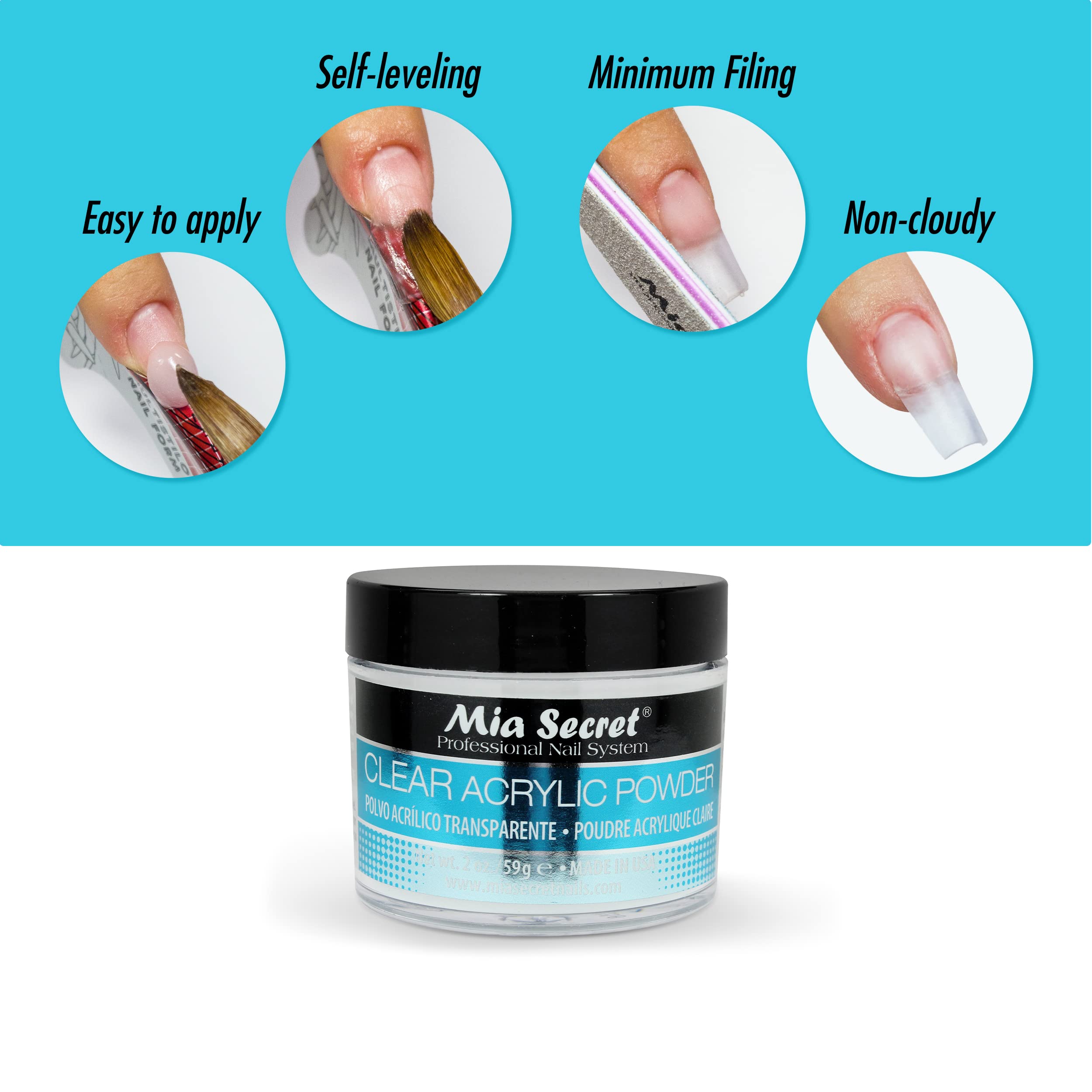 Mia Secret Clear Acrylic Powder professional jar with security seal intact