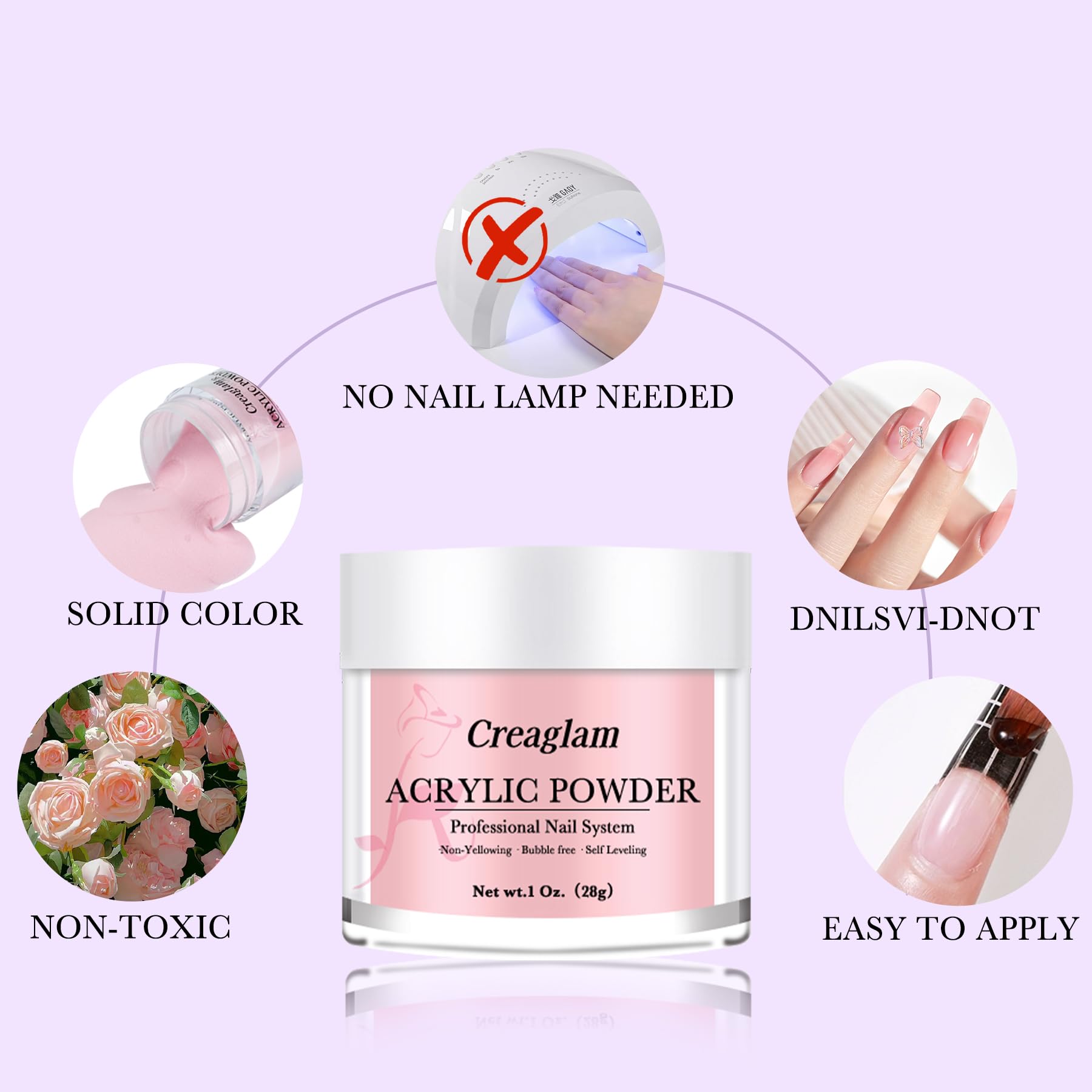 Cover Pink Clear and Dark Pink acrylic powder jars