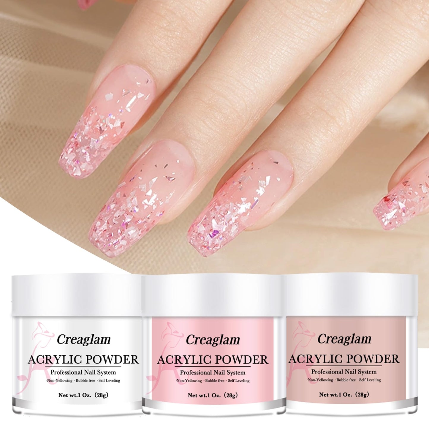 Creaglam acrylic powder set for 3D nail design