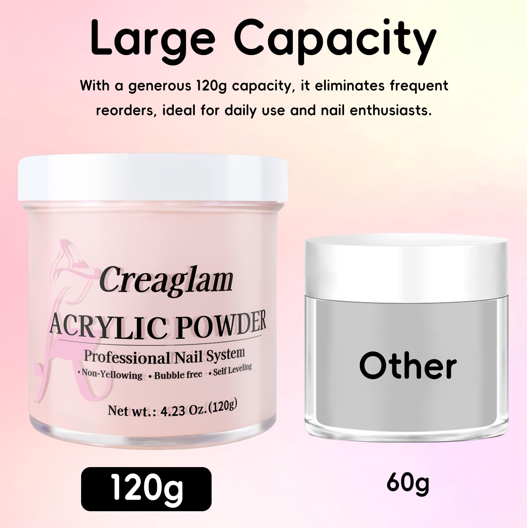 Creaglam salon quality acrylic nail powder large container