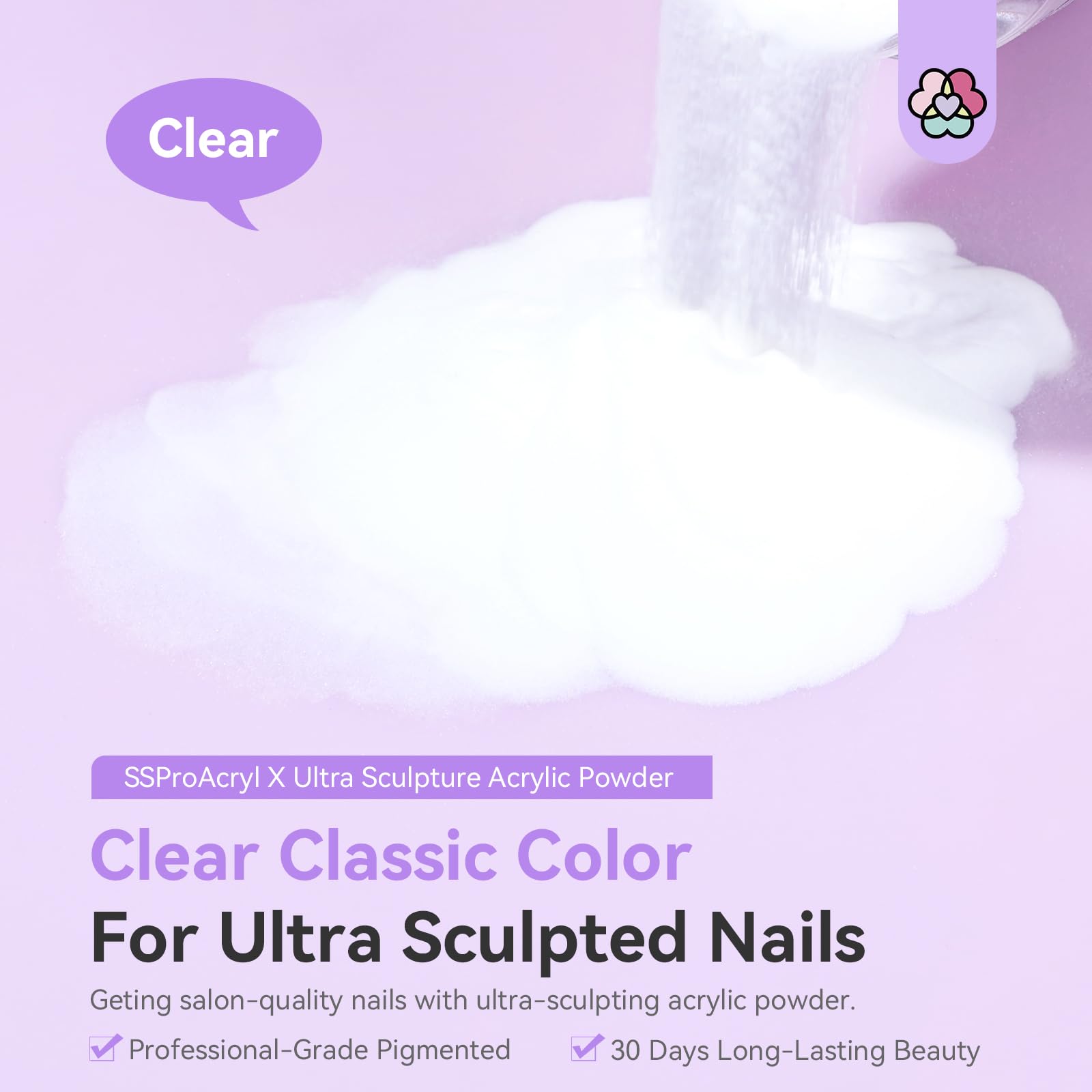 Saviland clear acrylic powder for 3D nail art and extensions