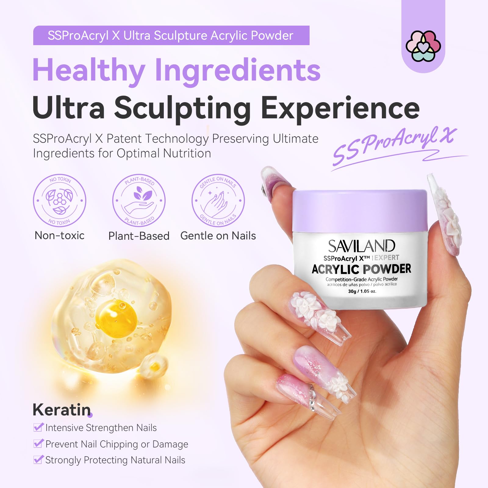 Saviland acrylic nail powder jar for manicure salons