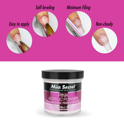 Top view of the pink acrylic powder container lid displaying the professional salon system branding clearly.