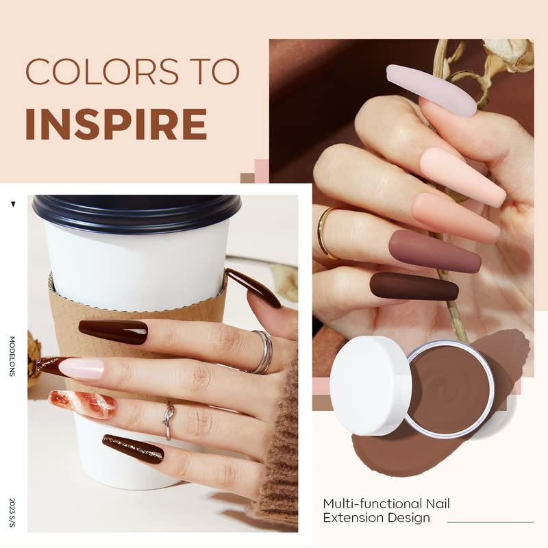 Six jars of Modelones nude and brown acrylic powder set