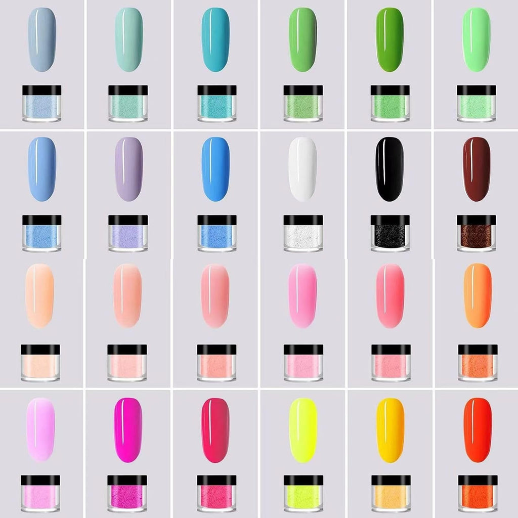 Feelhigh acrylic powder jars arranged to show the color palette