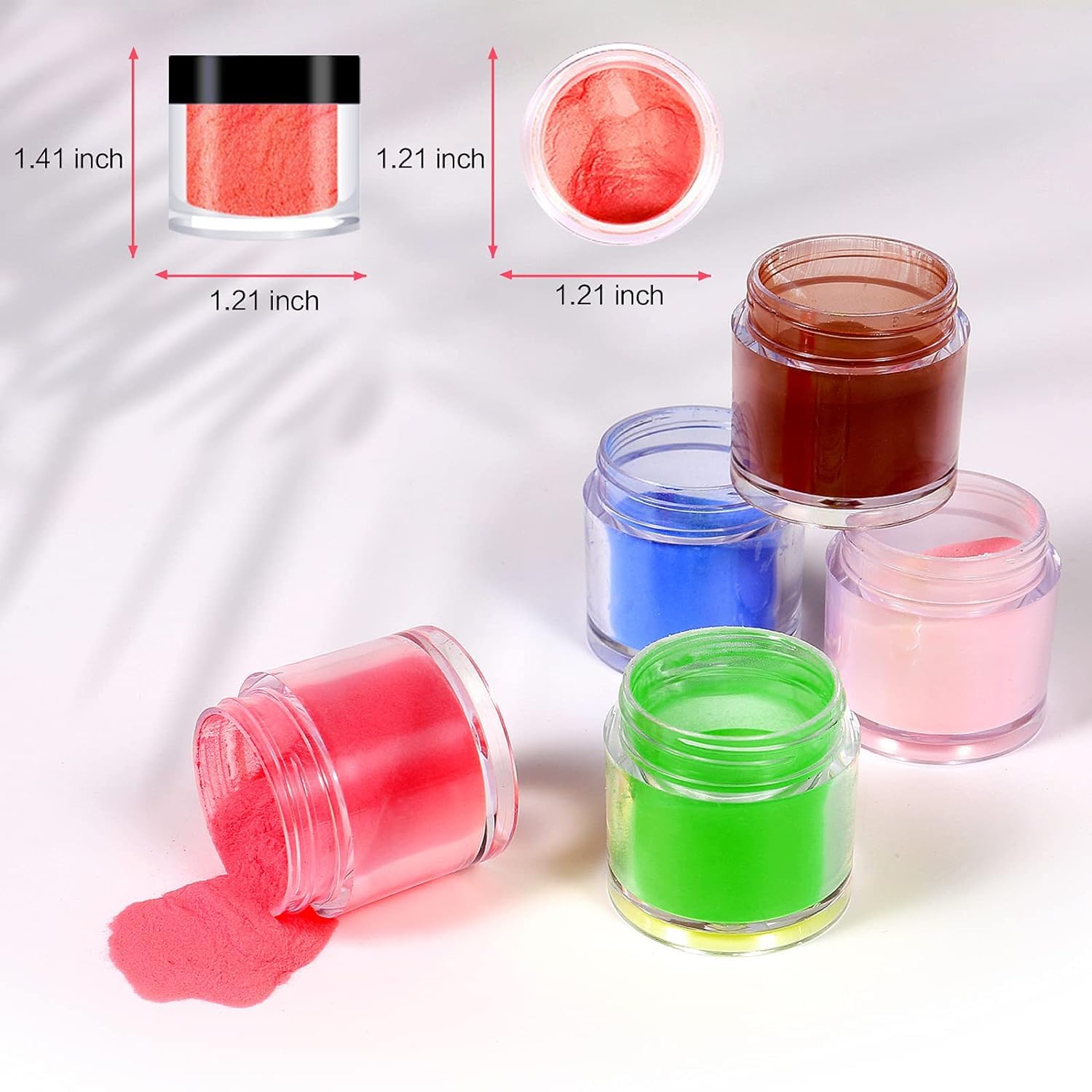 Range of 24 matte and glitter acrylic nail powders